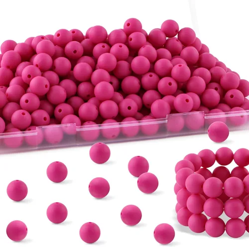 Vista 37 de 160Pcs 12mm de abalorios de silicona para hacer llaveros, pulseras, collares, abalorios redondos de silicona a granel para bolígrafos (negro)