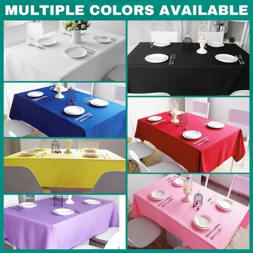 Vista 4 de 50 Pack White Plastic Table Cloths Disposable, 54 x 108 Inches Plastic Table Cover for Rectangle Tables, Disposable Tablecloth for Dinning, Parties