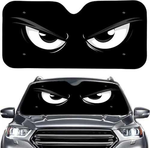 SEANATIVE Funny Car Windshield Sun Shade UV Ray Sun Visor Protector Front Window Sunshade Angry Eyes Design Car Interior Accessories