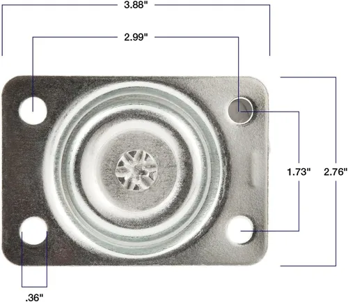 Vista 4 de Titan Casters by Waxman 4323399N - Rueda de goma resistente con placa superior giratoria, capacidad de carga de 175 libras, 2-1/2 pulgadas, cromada