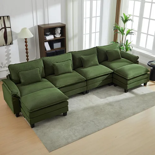 Vista 23 de URRED Oversized Modular Sectional Sofa, 87" L Shaped Modern Comfy Cloud Couch with Movable Ottoman & Pillows, Deep Seat Couches for Living Room
