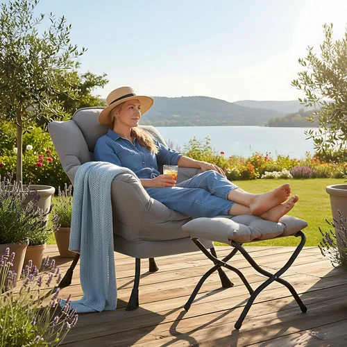 Vista 82 de Welnow Silla Lazy con otomana, moderna silla de descanso con reposabrazos y un bolsillo lateral, sillón para sofá de ocio, sillón de lectura