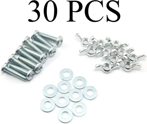 Vista 5 de 10 juegos de pernos de tornillo con tuerca de mariposa de acero al carbono chapado en zinc, accesorios de montaje de fijación: 1/4 "-20 tuercas