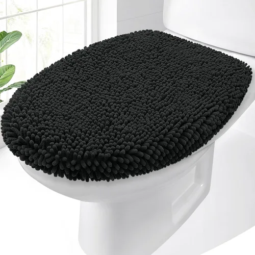 Vista 17 de OLANLY Funda de chenilla suave para tapa de inodoro de baño, lavable a máquina, 17.5 x 15 pulgadas, parte trasera de goma que se mantiene en su