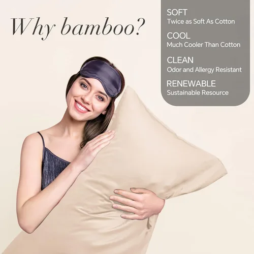 Vista 102 de BEDELITE - Juego de 2 fundas de almohada con solapa, tamaño estándar, rayón de bambú, frescas, suaves y transpirables, para personas calurosas