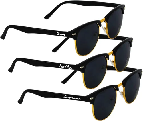 Vista 3 de LADY&HOME Gafas de sol de boda para despedida de soltero, 7 piezas para novio, padrino de boda, regalos de boda (Clubmaster)