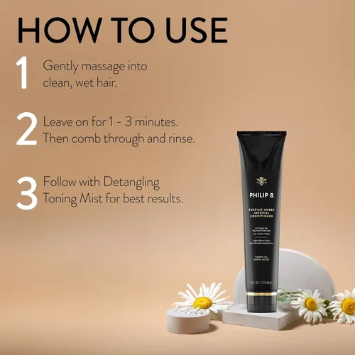 Vista 4 de PHILIP B Acondicionador Imperial Ámbar Ruso 6 oz Restaurador, Color-protector, Hidratación sin