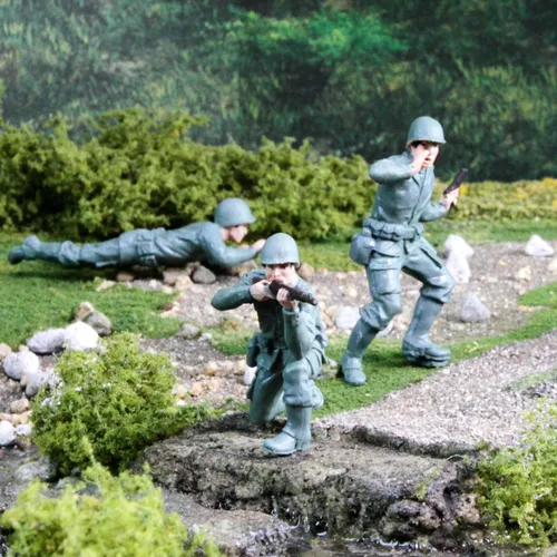 Vista 2 de Safari Ltd. Army Men Designer TOOB - 6 Figurines: Prone, Kneeling, Standing Infantry, Staff Sergeant, Commander, Radio Operator - Educational Toy
