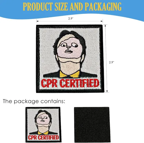 Vista 6 de Parche certificado CPR, 1 parche bordado de moral con cierre de gancho, divertidos parches de memes para mochilas, chalecos, chaquetas, jeans