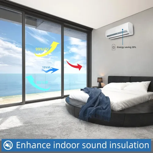 Vista 3 de Película para Ventanas de Control de Calor, Película Tintada para Ventanas con Bloqueo Solar Oscurecimiento Total y Protección UV, Película