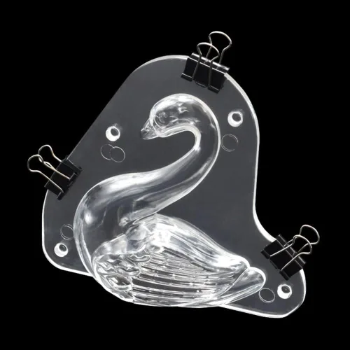 Vista 9 de TUKE Molde de chocolate de cisne 3D de gran tamaño de 5.68 x 5.16 x 1.88 pulgadas, molde de caramelo de gelatina de cristal con 3 clips, decoración