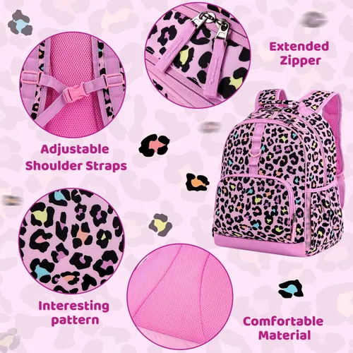 Vista 4 de Choco Mocha Mochila de guepardo de 15 pulgadas + bolsa de almuerzo, Choco Mocha Juego de 2 mochilas de guepardo de 15 pulgadas