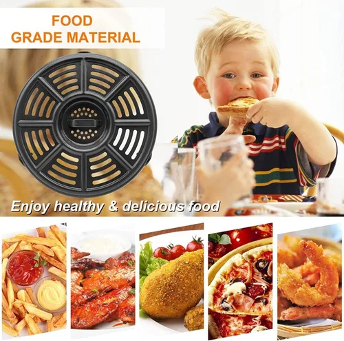 Vista 4 de ALJ Bandeja de freidora de aire para freidora de aire Ninja 4QT con parachoques de goma, placa redonda mejorada de 8.2 pulgadas, piezas de repuesto