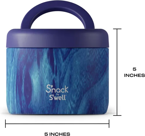 Vista 4 de S'nack by S'well - Recipiente de alimentos de acero inoxidable, 24 onzas, bosque azul, cuencos aislados de doble capa, sin BPA