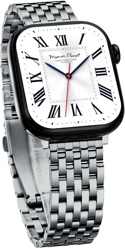 Vista 18 de Correa de reloj de siete eslabones para Apple Watch Series 11, 10, 9, 8, 7, 6, 5, 4, 3, 2, 1 y SE 3/2/1 para mujer, elegante correa de metal