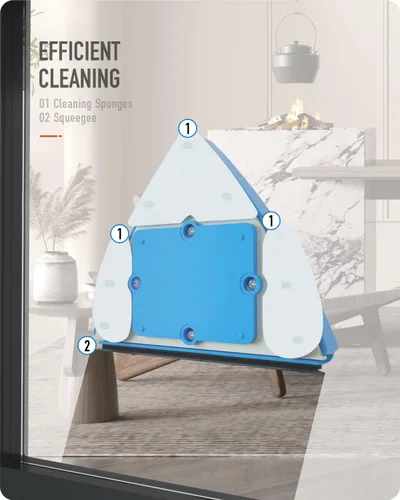 Vista 6 de Limpiador magnético de ventana de doble cara, ajustable magnético de doble ventana, cepillo de lavado, cepillo de limpieza de equipos, herramientas