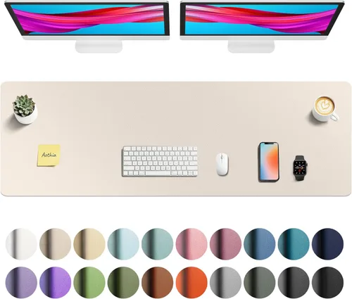 Vista 85 de Aothia - Protector de escritorio de cuero sintético grande, base antideslizante para mouse y superficie para escribir, impermeable, fácil de Agua