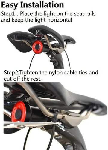 Vista 5 de Luz trasera inteligente para bicicleta ultra brillante, luz de bicicleta recargable encendido/apagado automático, luces LED impermeables IPX6