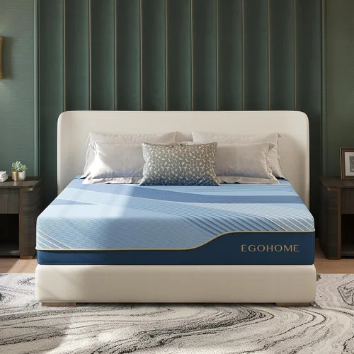 EGOHOME - Colchón híbrido tamaño King de 14 pulgadas, espuma viscoelástica refrescante, firmeza media