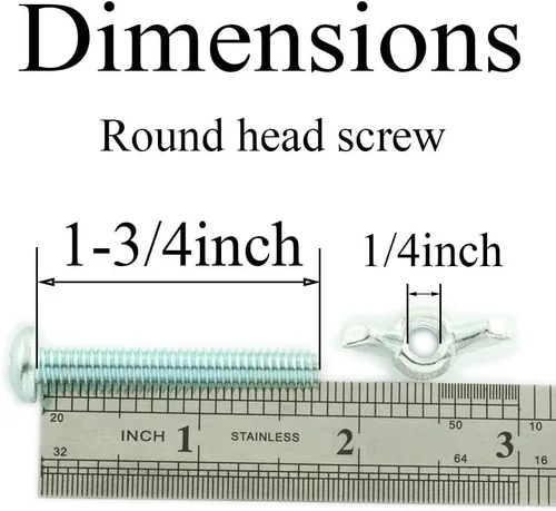 Vista 2 de 10 juegos de accesorios de montaje de acero al carbono chapado en zinc, 10 tuercas de ala de 1/4"-20 apretadas a mano + 10 tornillos de cabeza