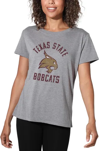 Vista 158 de Colección oficial de camisetas sueltas con logotipo desgastado grande universitario para mujer, jaspeado atlético