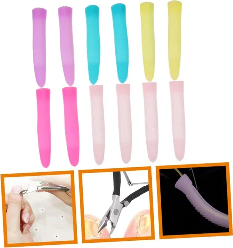 Vista 7 de DOITOOL Fundas antideslizantes de silicona para tijeras de cutícula, mangas para recortar uñas, 6 pares de fundas protectoras de agarre cómodo