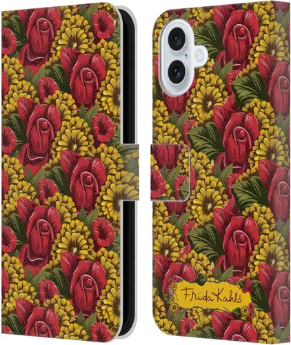 Vista 146 de Head Case Designs Funda con licencia oficial de Frida Kahlo Portrait Red Florals - Funda de piel tipo cartera compatible con Apple iPhone 14 Pro