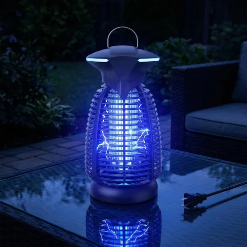 Vista 15 de Exterminador eléctrico de insectos al aire libre – 4200 V de alto voltaje insecto asesino impermeable luz LED para mosquitos, mosca, patio, porche