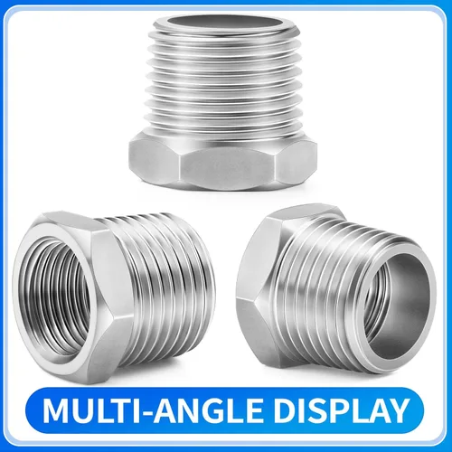 Vista 3 de ChillWaves Montaje de tubería de acero inoxidable 304, buje hexagonal reductor de 1 pulgada NPT macho x adaptador de rosca hembra NPT de 1/2 pulgada
