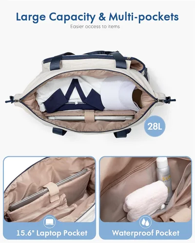 Vista 2 de Smasrob Bolsa de viaje de tenis para mujer con bolsillo exterior para raqueta con cordón y compartimento separado para zapatos, bolsas de fin