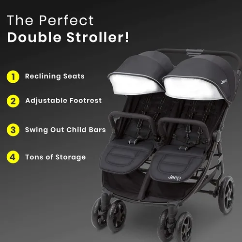 Vista 3 de Jeep Destination Ultralight Side x Side Double Stroller, Midnight