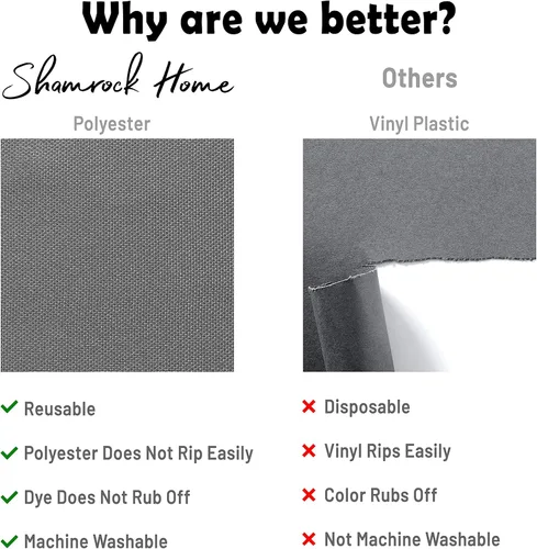 Vista 3 de Shamrock Home Mantel de poliéster ajustable de 8 pies, mantel rectangular elástico, mantel ajustable para mesas de 8 pies, funda de mesa de picnic