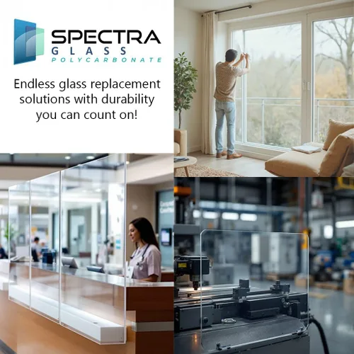 Vista 4 de Spectra Glass Lámina de plástico de policarbonato transparente. Más fuerte que las láminas de plexiglás. Resistente a los rayos UV, impacto, a