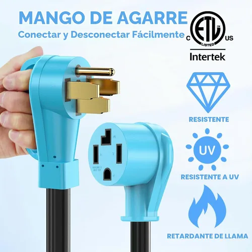 Vista 3 de CircleCord NEMA 14-50P a 14-30R Cable adaptador de cargador EV compatible con EV y uso de secadora, para carga EV de nivel 2, diseño doblado de 180