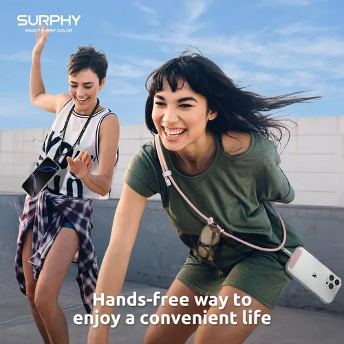 Vista 5 de SURPHY Cordón para teléfono, correa cruzada ajustable para teléfono con 2 pestañas de amarre para teléfono celular, hebillas de metal de alta Negro