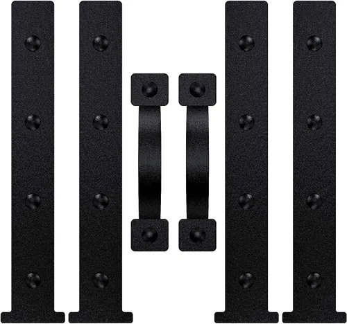 Kit de accesorios magnéticos decorativos para puerta de garaje, bisagras de imitación, color negro (4 bisagras + 2 asas)