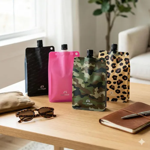 Vista 2 de BellFlask - Frasco de plástico de 15 onzas, patentado, flexible, sin metal, reutilizable, sin BPA con clip de mosquetón y embudo de llenado