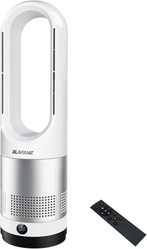 Ventilador de torre sin aspas de 22 pulgadas, oscilación de 80°, temporizador de 9 horas, 10 velocidades, control táctil remoto, fácil de limpiar,