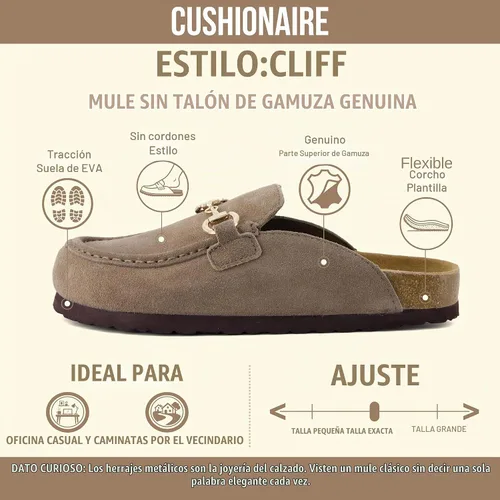 Vista 4 de CUSHIONAIRE Zuecos de gamuza Cliff para mujer Musgo