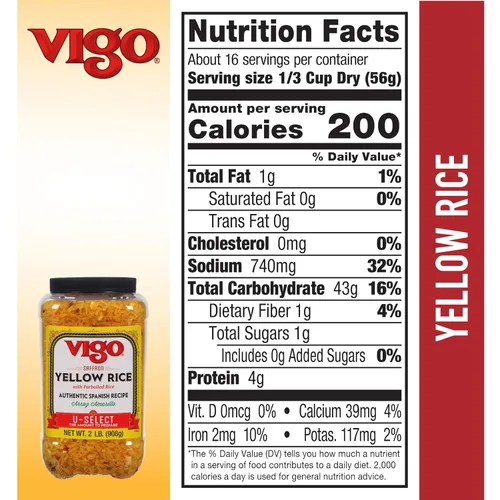 Vista 2 de Vigo Auténtico arroz amarillo azafrán, bajo en grasa, 2 libras (paquete de 1)