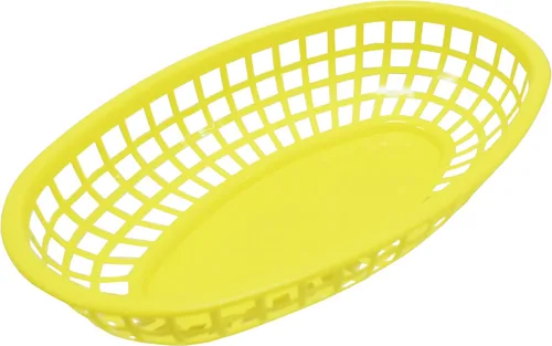 Vista 2 de Juego de 24 cestas ovaladas amarillas para comida rápida/delicatessen, 9.25 x 5.67 pulgadas, amarillo (24)