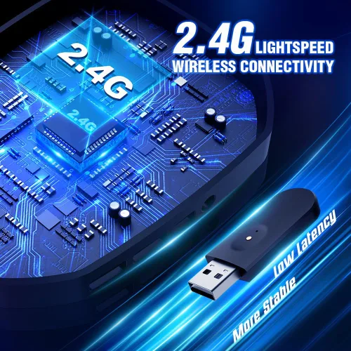 Vista 2 de TA3000 - Auriculares inalámbricos para juegos para PC, PS5, PS4, Switch, Mac, Bluetooth USB con micrófonos desmontables e integrados, aislamiento