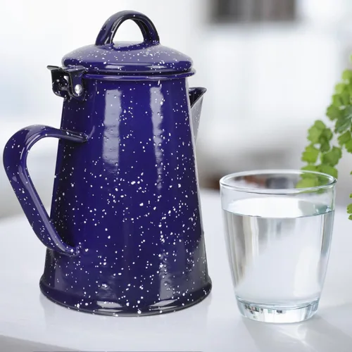 Vista 9 de Olla de café esmaltada Caldera de café al aire libre fogata hervidor vintage Camping Pot Caldera de esmalte Tetera blanca Tetera de aceite Hervidor