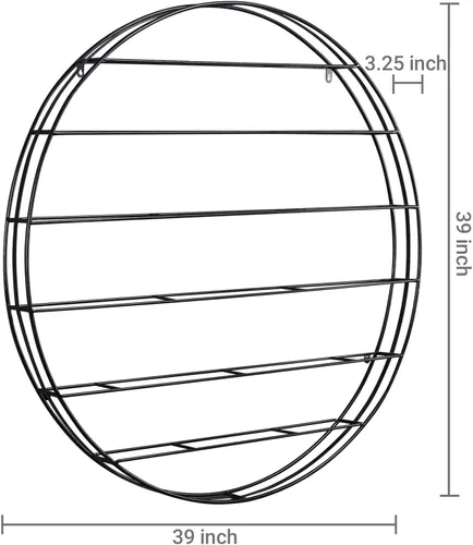 Vista 4 de MyGift Botellero redondo de metal negro moderno para 12 botellas, estante de almacenamiento horizontal de 6 niveles para cocina, sala de estar
