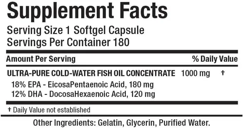Vista 5 de ALLMAX Omega 3-180 cápsulas blandas - concentrado de aceite de pescado de agua fría - 180 porciones