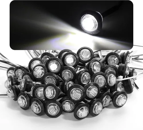 Vista 10 de Meerkatt Paquete de 50 mini indicadores laterales redondos pequeños de 3/4 pulgadas, luz intermitente LED de color ámbar, luz de señal de giro