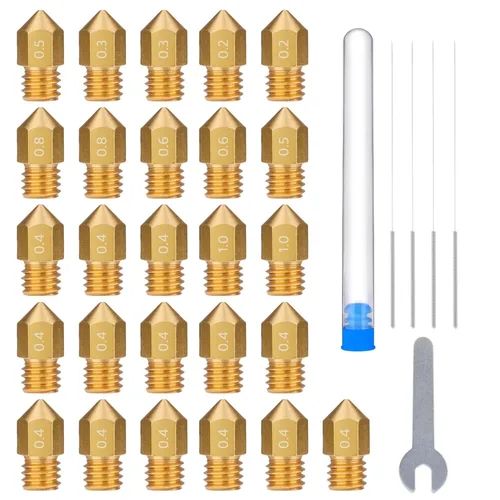 Vista 7 de ELEGOO 26 piezas de boquillas MK8 de 0.4mm, boquillas de hotend de latón para impresora 3D con agujas y herramientas DIY para Neptune 3/3 PRO/3