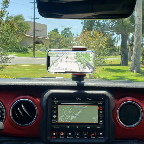 Vista 3 de Cellet Soporte de teléfono para bandeja de tablero con almacenamiento compatible/reemplazo para Jeep Wrangler JL, JLU (2018-2024), Jeep Gladiator JT