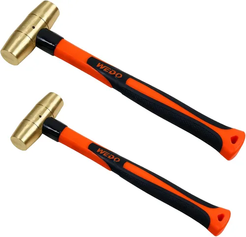 Vista 15 de WEDO Martillo de latón de 16 onzas, martillo de mazo de latón macizo con mango de madera, cabeza de doble cara, longitud de 12 pulgadas (11.811 in)