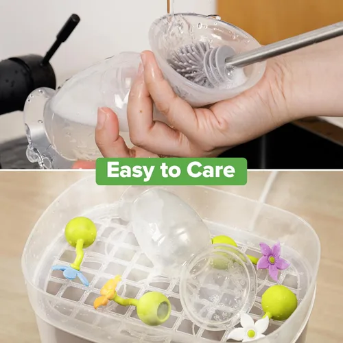 Vista 6 de haakaa Extractor de leche manual con base de succión y tapón de flores para lactancia materna (5 oz/5.1 fl oz) (naranja)